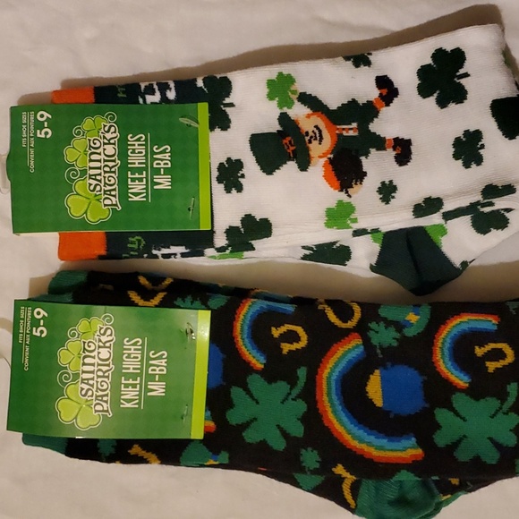 Accessories - St Patrick's Day Knee High Socks-2 pair(1 pair black, 1 pair white) Shoe sz 5-9